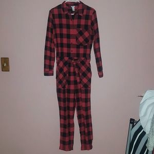 Full length plaid jumpsuit